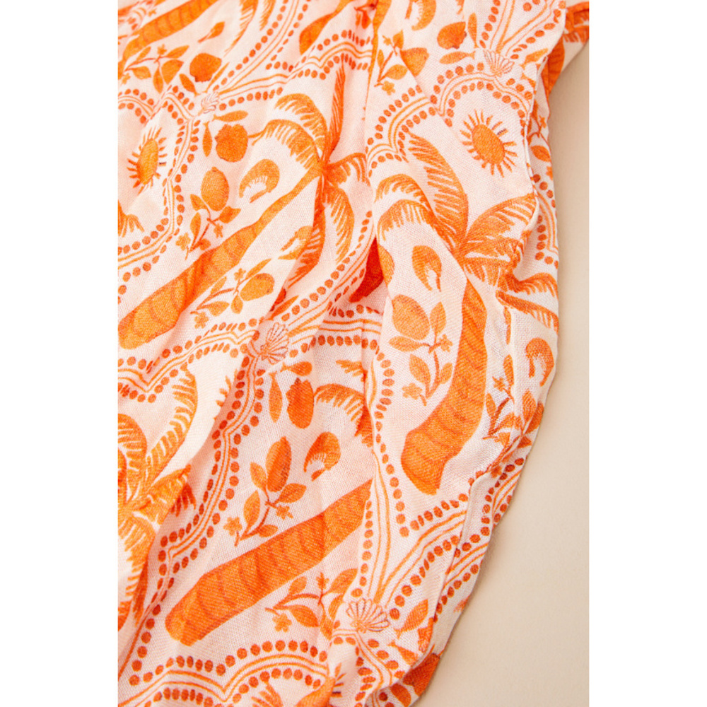Lulus Cayman Orange Palm Tree Print Sarong Swim Cover-up - Size One Size